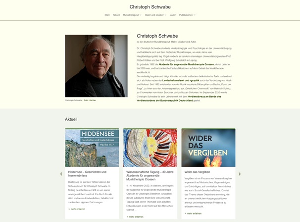 Christoph Schwabe - Musiktherapeut, Musiker, Maler und Autor